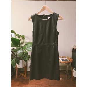Black H&M Sleeveless Genuine Leather Paneled Dress